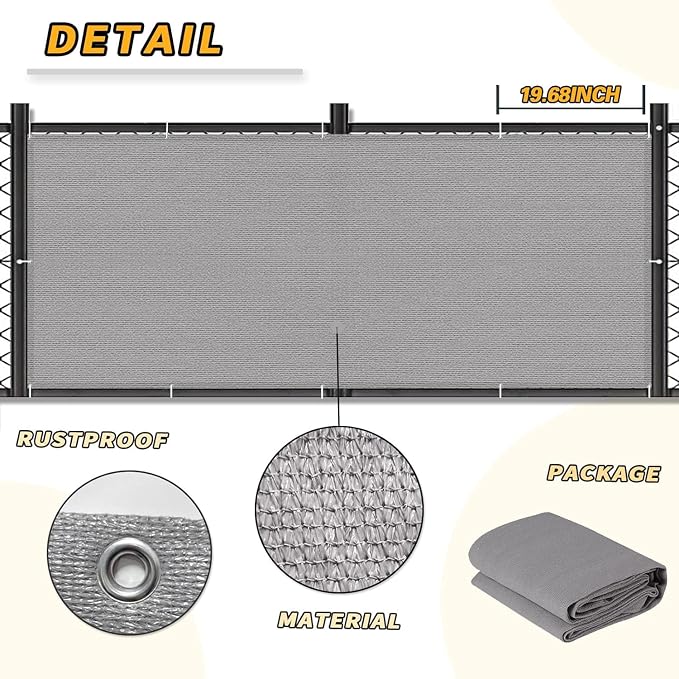 LOVE STORY 3'x16' Gray Balcony Screen Privacy Fence Cover UV Protection - Image 6
