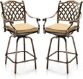 VINGLI Outdoor Swivel Bar Stools Set of 2, Cast Aluminum Patio Bar Height Chair by VINGLI