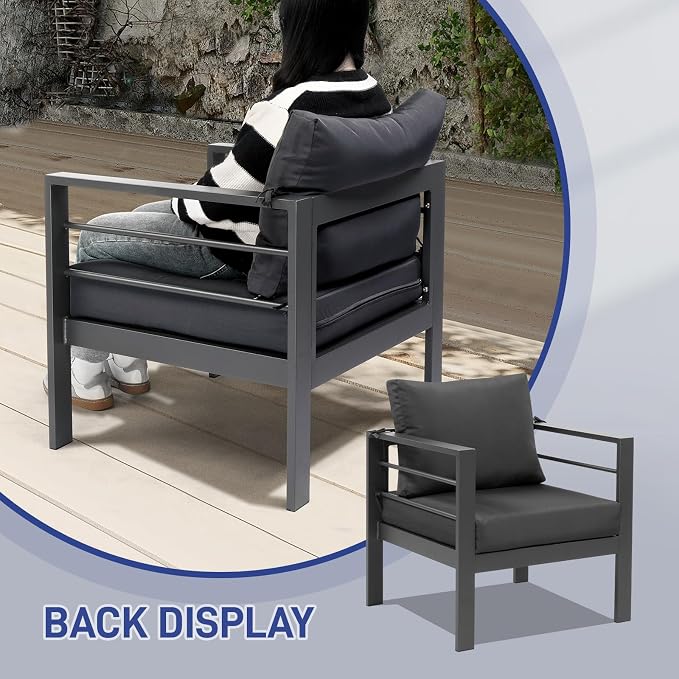 VINGLI 2-Piece Outdoor Patio Furniture Aluminum Love-seat and Coffee Table Set - Image 3