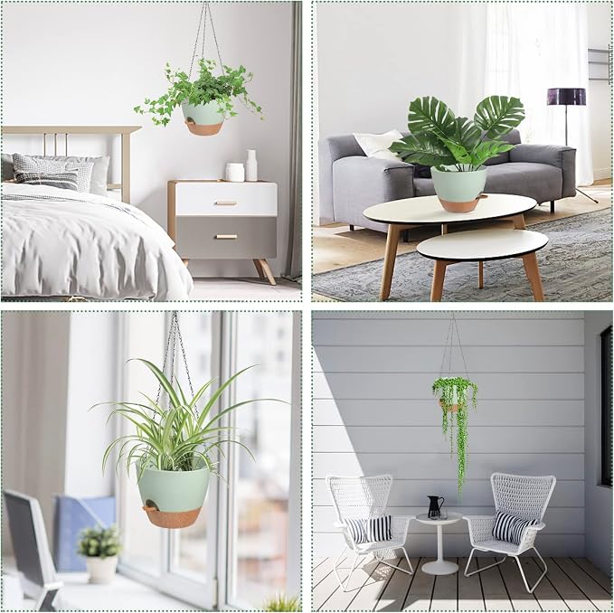 Hanging Planters for Indoor Outdoor Plants, 2 Pack Self Watering Hanging Pot - Image 6