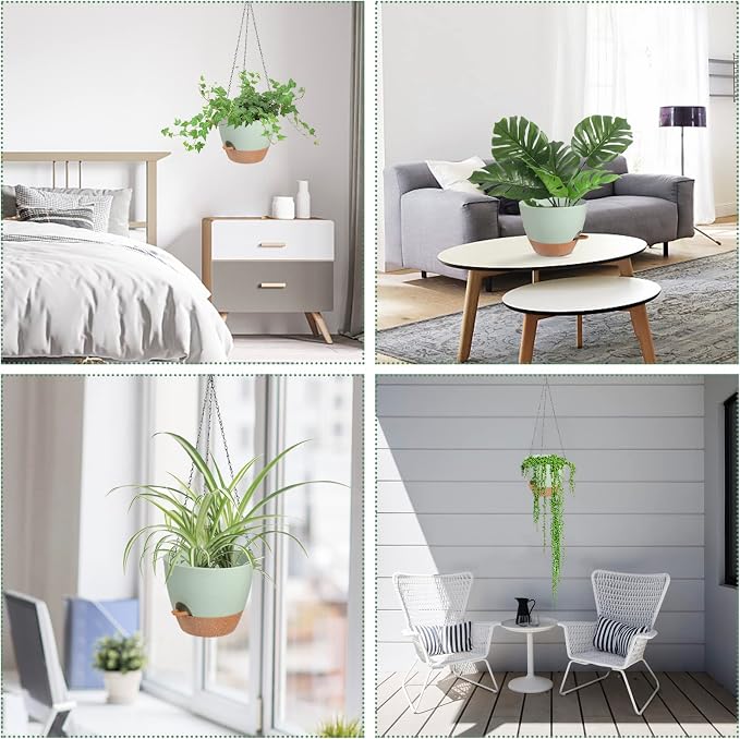 Hanging Planters for Indoor Outdoor Plants, 2 Pack Self Watering Hanging Pot - Image 6