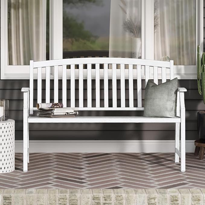 Grand patio 52" Farmhouse Outdoor Bench, Garden Benches - Image 3