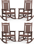 SERWALL HDPE Outdoor Rocking Chair Set of 4, Oversized Patio Rocking Chairs by SERWALL