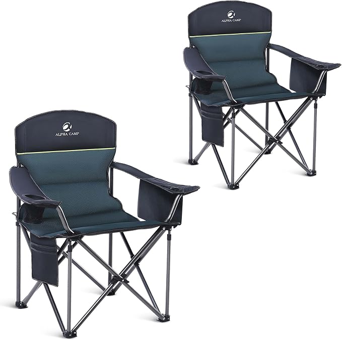 ALPHA CAMP Heavy Duty Camping Chair 500LBS Capacity, Oversized Folding Chair by ALPHACAMP