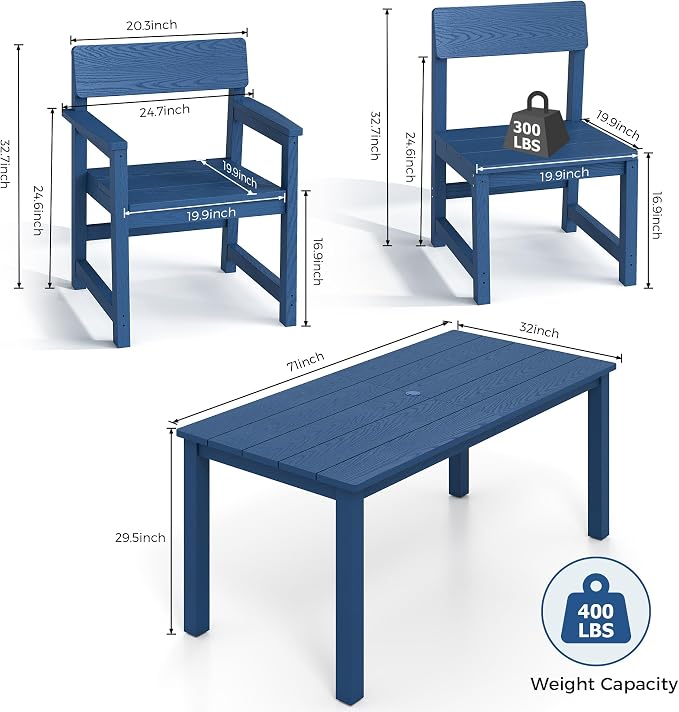 7 Piece Outdoor Dining Table Set HIPS Patio Dining Sets - Image 7