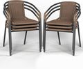 Amopatio Outdoor Dining Chairs Set of 6, Rattan Wicker Patio Chairs, Stackable by Amopatio