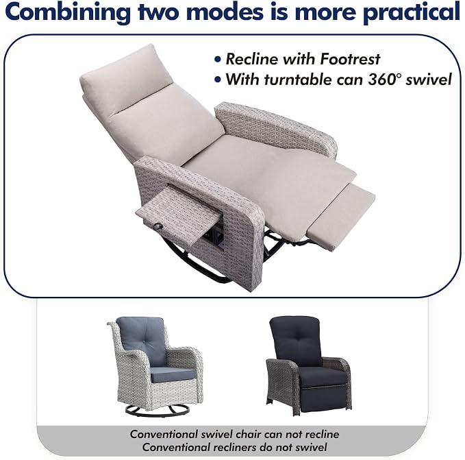 Outdoor Recliner Chair, Wicker Patio Recliners - Image 7