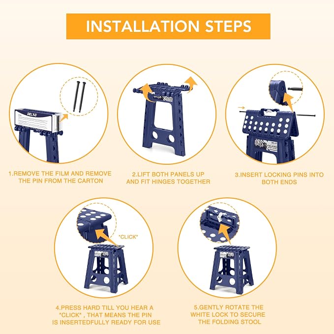 Delxo 16 Inch Folding Step Stool, Foldable Stool - Image 7