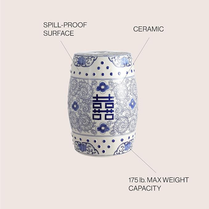 JONATHAN Y TBL1013A Double Happiness 18" Chinoiserie Ceramic Drum - Image 5