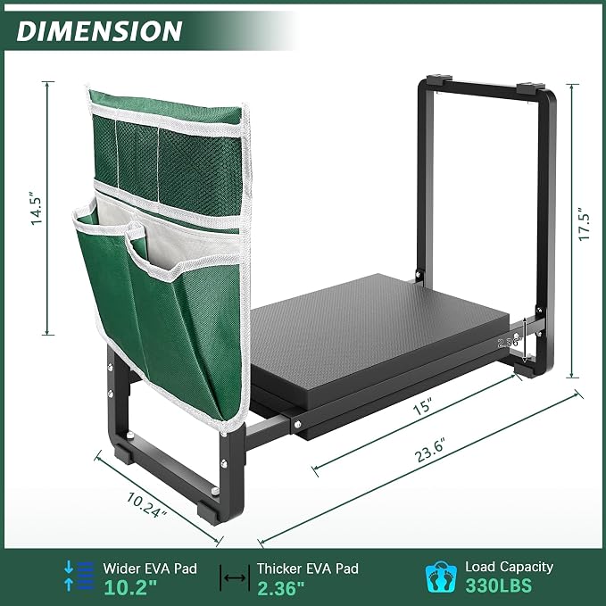 FLINTER Garden Kneeler and Seat, 10.2" Wider Heavy Duty Thick Gardening Bench - Image 2