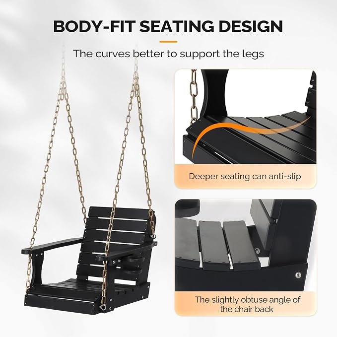 VINGLI Heavy Duty 880 LBS HDPE Porch Swing Outdoor - Image 5