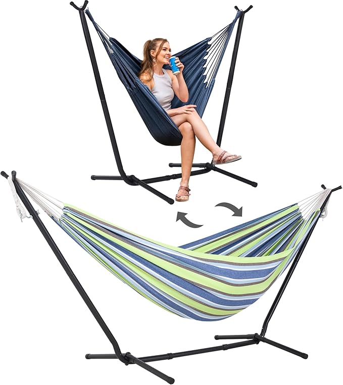 SUNCREAT 2-in-1 Convertible Backyard Fabric Hammock by SUNCREAT
