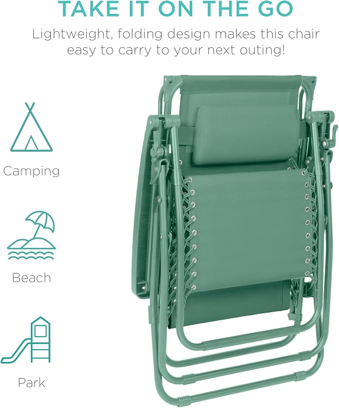 Best Choice Products Folding Zero Gravity Outdoor Recliner Patio Lounge Chair - Image 7