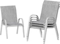 UDPATIO Patio Chairs Set of 4, Stackable Silver Outdoor Dining Chairs by UDPATIO