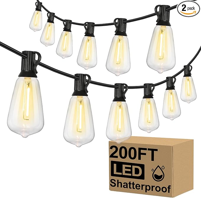 Brightever Outdoor String Lights 200FT Waterproof, Patio String Lights by Brightever