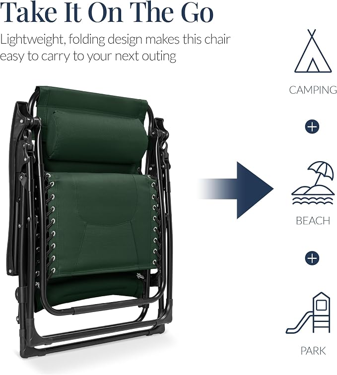 Best Choice Products Oversized Padded Zero Gravity Chair, Folding Outdoor Patio - Image 5
