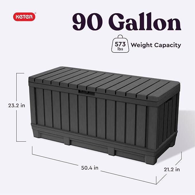 Keter Kentwood 92 Gallon Resin Deck Box-Organization and Storage - Image 2