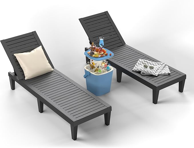 ROJIK Outdoor Chaise Lounge Chair Set of 2, by ROJIK