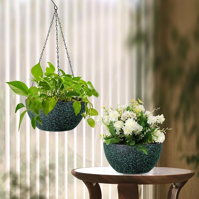 10 inch Hanging Planters for Indoor Outdoor Plants, 2 Pack Hanging Flower Pots - Image 7