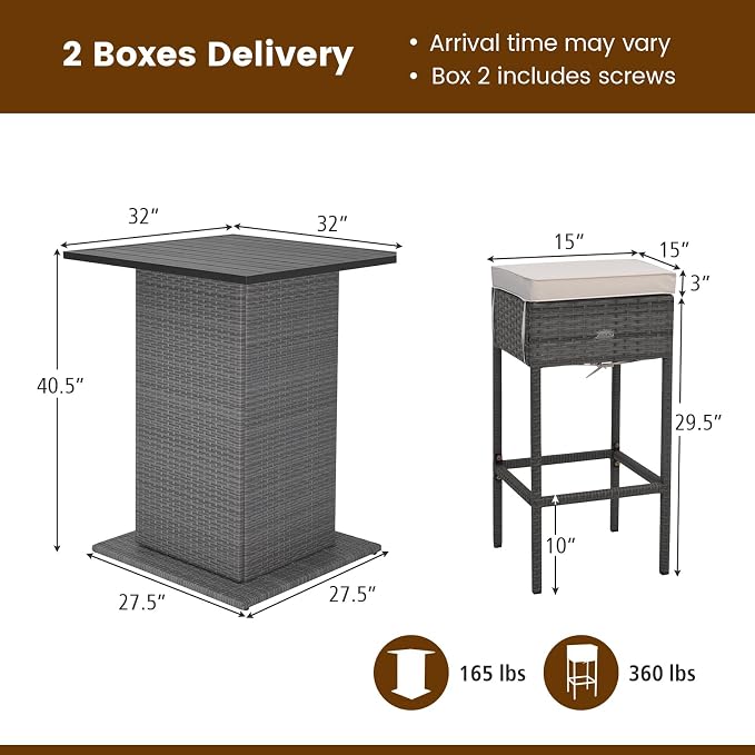 Tangkula 5 Piece Outdoor Rattan Bar Set, Patio Bar Furniture - Image 5