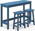 SERWALL 3-Piece Outdoor Bar Set, Rectangular All Weather HDPE Bar Height Patio by SERWALL