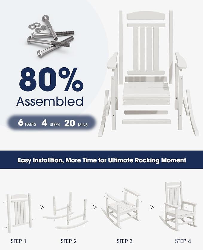 KINGYES HDPE Rocking Chairs Outdoor, Patio Rocking Chairs - Image 4