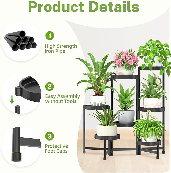 iDavosic.ly 7 Tier Folding Plant Stand Indoor Outdoor - Image 4