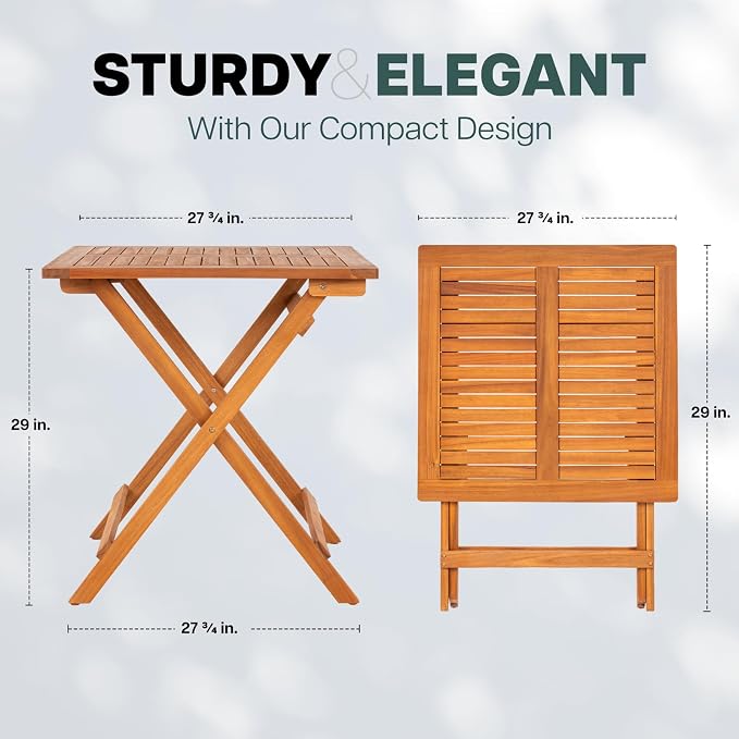 IDZO Legolas FSC Acacia Wooden Folding Table, Heavy Duty 270lbs Capacity - Image 2
