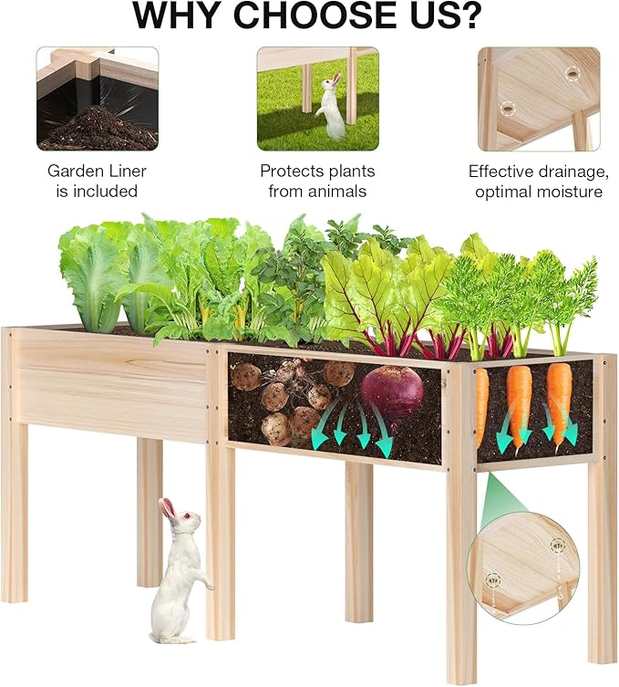 MIXC 72”L X 23”W Raised Garden Bed Outdoors - Image 4