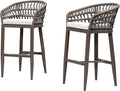 PURPLE LEAF Outdoor Rattan 29" Bar Stools Set of 2, Modern Boho Aluminum Patio by PURPLELEAF