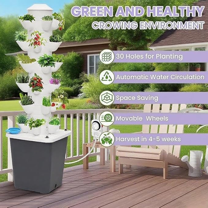 Hydroponics Growing System, 30 pods Hydroponics Tower Growing System Indoor - Image 4