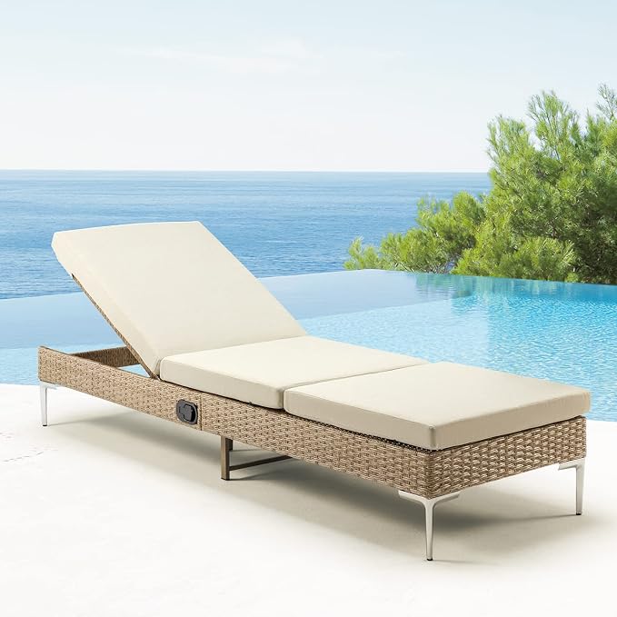 HOMREST Outdoor Chaise Lounge Chair Set of 6, Patio Wicker Lounge Chair - Image 2