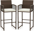 Tangkula Patio Bar Stools Set of 2, PE Rattan Bar Height Chairs by TANGKULA