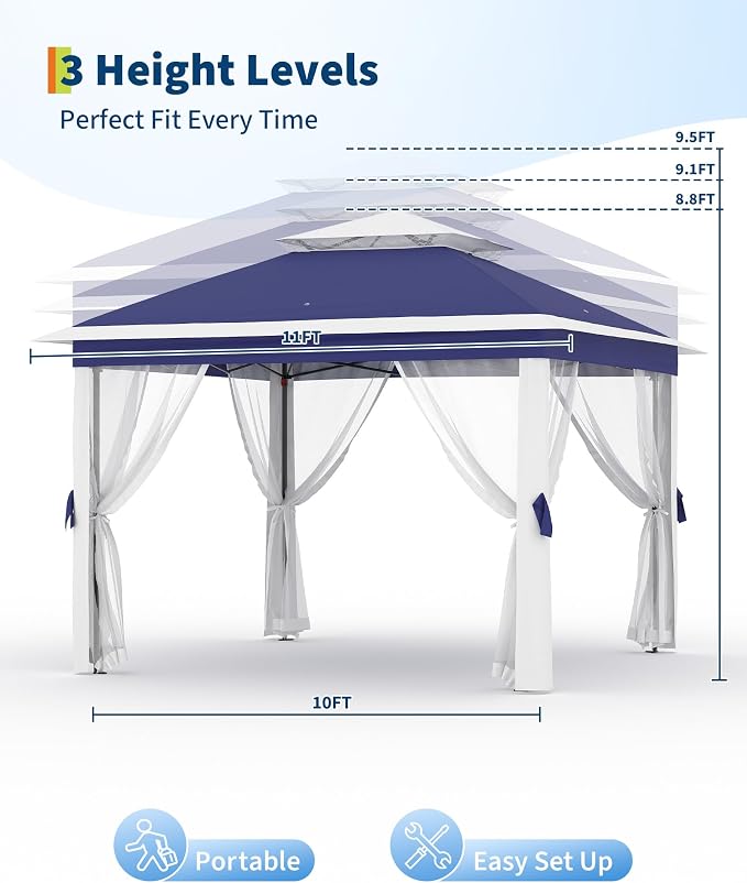 11'x11 Pop-Up Gazebo, Instant Outdoor Canopy Tent - Image 3