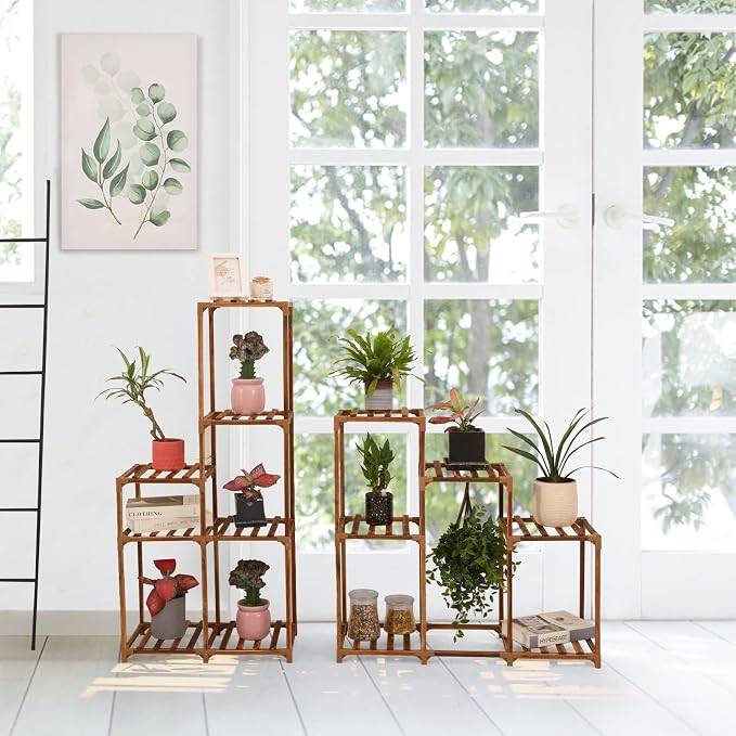 XXXFLOWER Plant Stand Indoor Outdoor 13 Tiers Wood Plant Shelf - Image 5