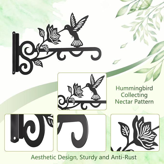 2-Pack Aesthetic Plant Hangers Outdoor – 10 Inch Metal Hanging Plant Bracket - Image 6