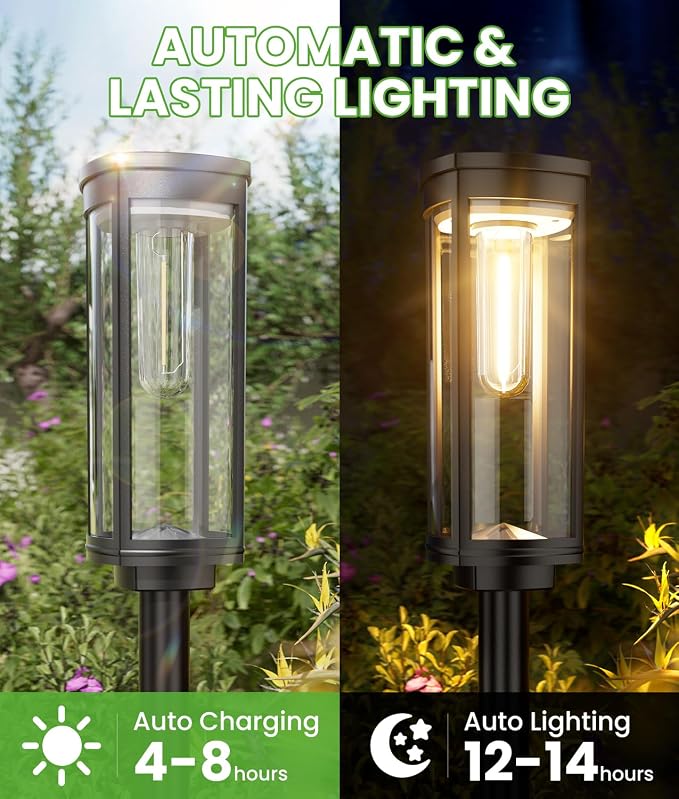 Bright Solar Pathway Lights, 2 Pack Solar Lights Outdoor Waterproof IP65 - Image 5