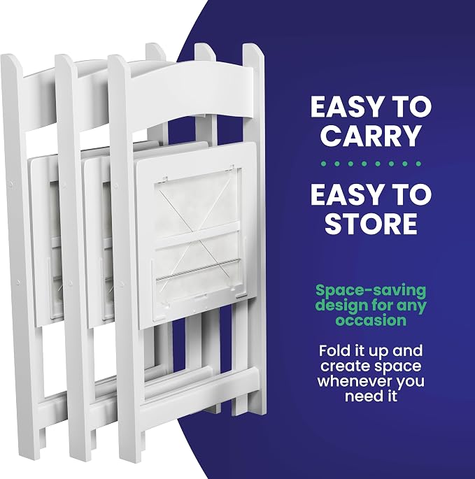 SIMPLEX 4 White Folding Chairs – Resin Stackable Foldable Chairs - Image 6