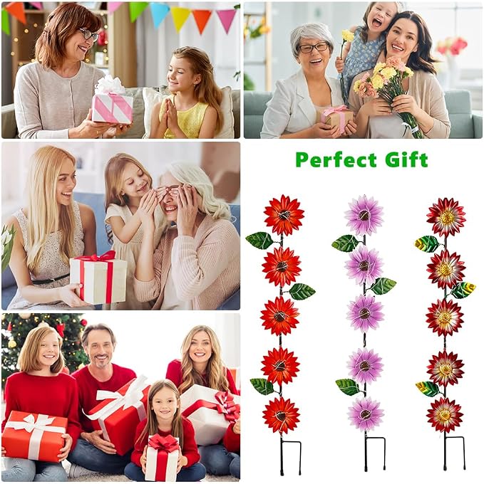 Set of 3 Solar Garden Lights, 22.6'' H Flowers Decorative Garden Stakes - Image 9
