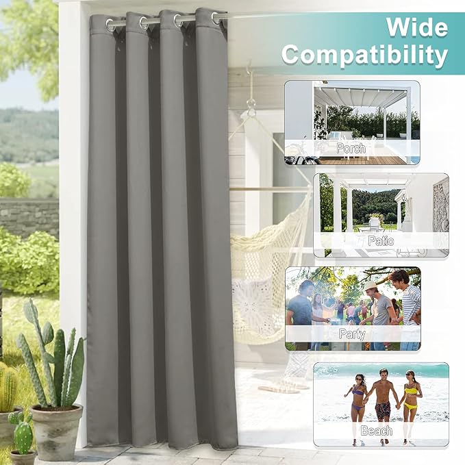 NICETOWN Patio Outdoor Curtain Waterproof, Thermal Insulated Stainless Steel - Image 7