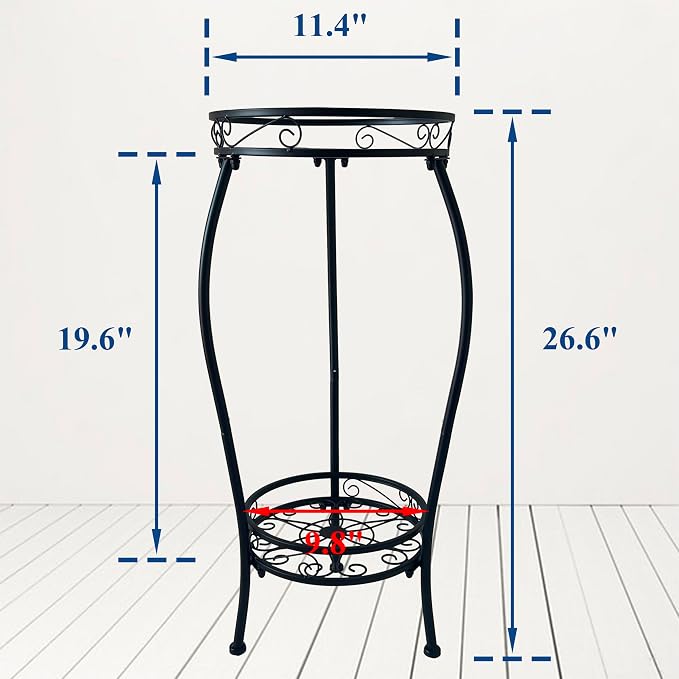 CASIMR 2 Tier Plant Stand Indoor Outdoor, 26.6" Tall Metal Potted Holder Rack - Image 3