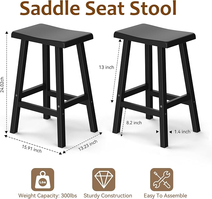 Bar Stools Outdoor Set of 4, Waterproof Modern Durable Resin Saddle Seat - Image 3