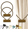 Hion Magnetic Curtain Tiebacks Dark Brown 2pcs, Curtain Tiebacks Buckles by Hion