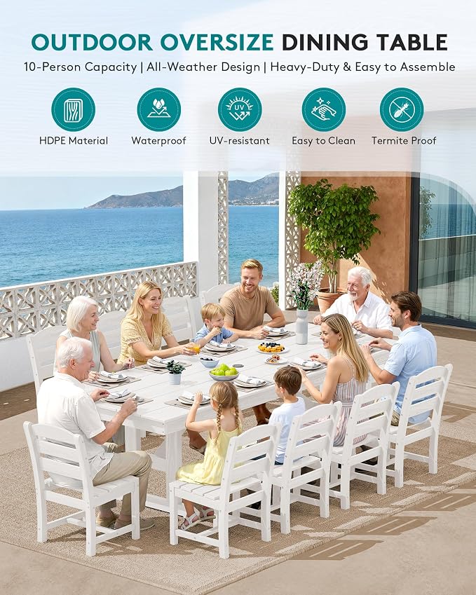 SERWALL Outdoor Dining Chairs Set of 4, All-Weather HDPE Patio Chair - Image 6