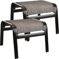 Outdoor Patio Ottoman Seat Textilene Portable Metal Footstool Portable Footrest by Deugold