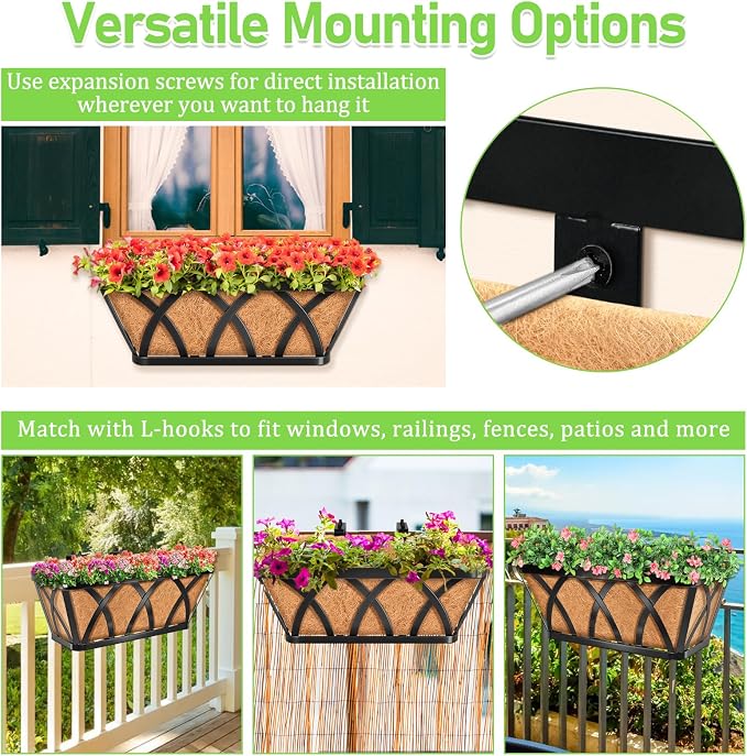 Riare 2 Pack 16 Inch Metal Railing Planter Window Box - Image 5