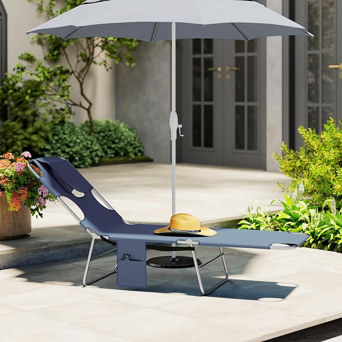 Outsunny Folding Beach Lounge Chair - Image 9