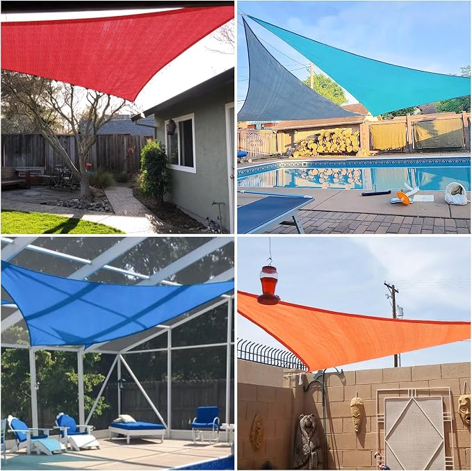 E&K Sunrise 15' x 15' x 15' Sun Shade Sail Triangle Canopy Shade Cover UV Block - Image 2