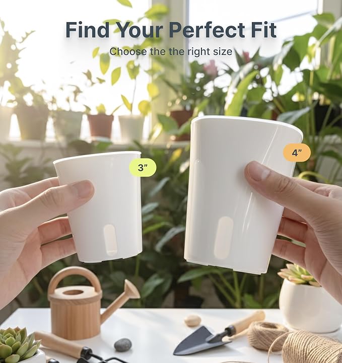 8 Pack 4" Self Watering Pots for Indoor Plants, Small White Plastic Planters - Image 7