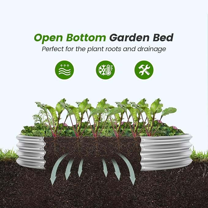 Land Guard 3×3×1ft Galvanized Raised Garden Bed Kit, Round Galvanized Planter - Image 6